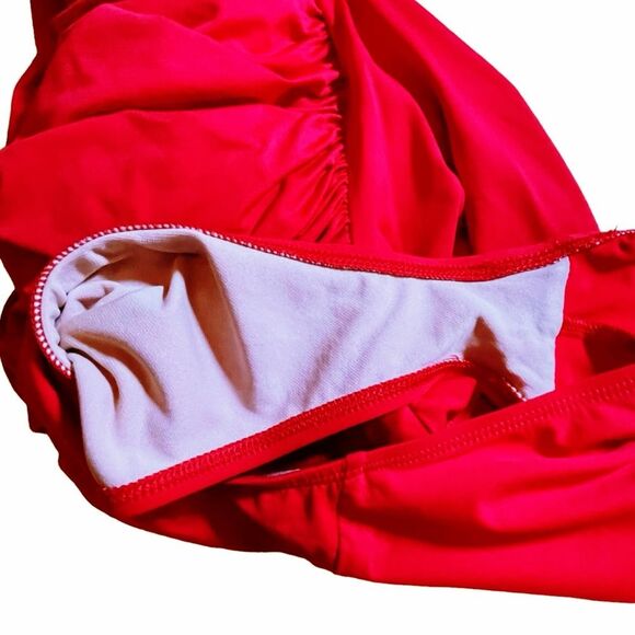 La Blanca Twist Front Bandeau One-Piece Swimsuit Vivid Berry Red Women’s Size 12 - Picture 8 of 12